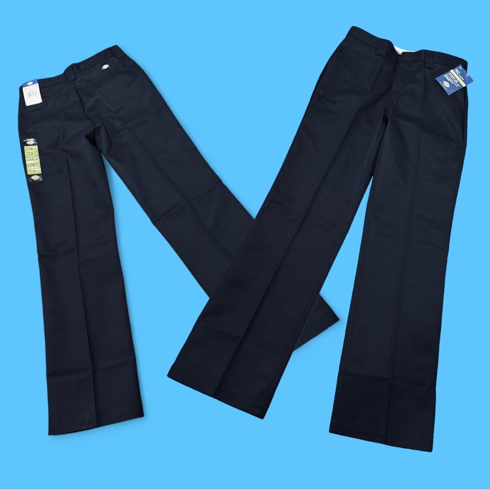 2 x School Uniform Dickies Black Twill Slim Fit Skater Straight Leg Boy 16 NEW